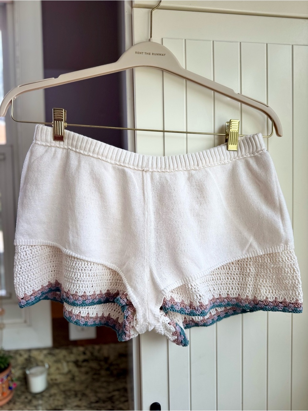 American Eagle Crochet Shorts Cotton Cream Boho Drawstring Large L - Picture 6 of 11